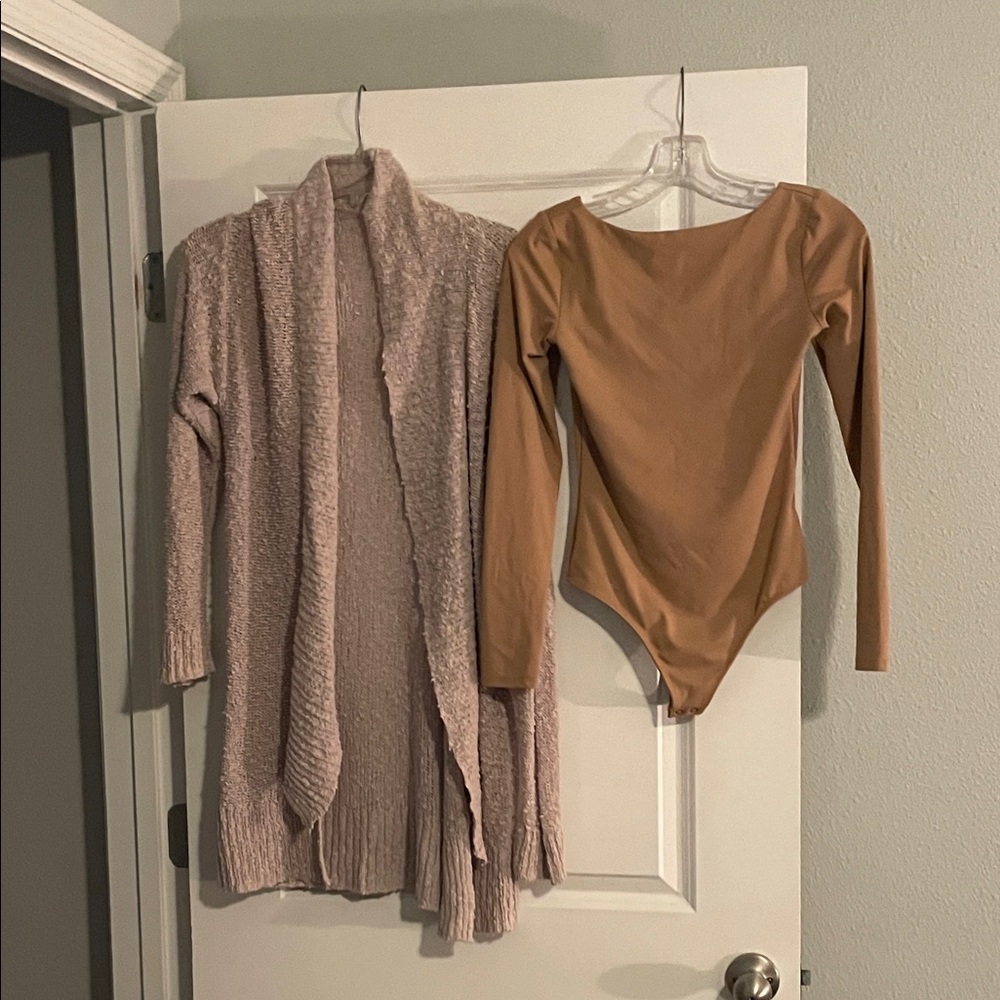 2Tildon Cream Open-Front Cardigan & Bodysuit BOTH XS